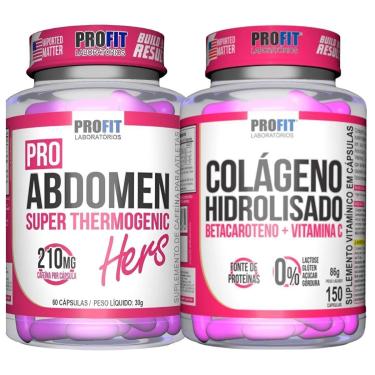 Imagem de TERMOGÊNICO PRO ABDOMEN HERS 60 CÁPSULAS l COLÁGENO HIDROLISADO 150 CÁPSULAS l PROFIT-Unissex
