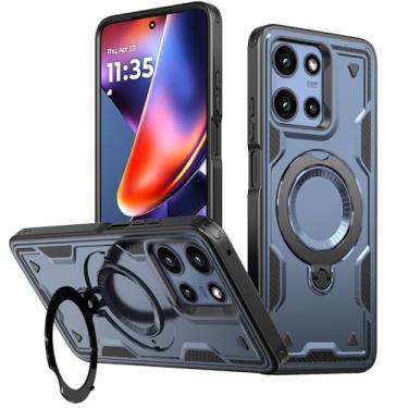 Imagem de SORAKA Capa para Motorola Moto G 5G 2025 com suporte de anel compatível com MagSafe Iron sheet Capa resistente que absorve choques Proteção contra quedas de nível militar