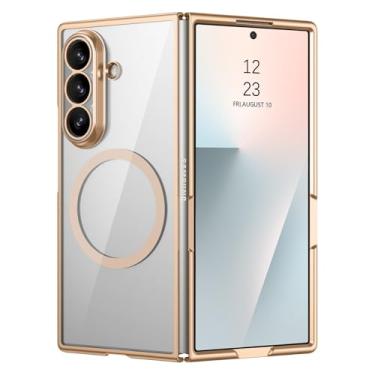 Imagem de BENTOBEN Capa magnética galvanizada transparente para Samsung Galaxy Z Fold 7 [compatível com MagSafe] Slim Fit antiderrapante à prova de choque para Galaxy Z Fold 7 5G 20.3 cm, dourada