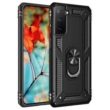 Imagem de SORAKA Capa para Samsung Galaxy S21 5G com suporte para anel Capa Slim Fit de TPU macio Capa Samsung Galaxy S21 5G com placa de metal para suporte magnético de telefone para carro