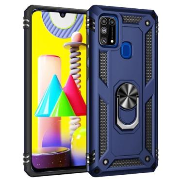 Imagem de SORAKA Capa para Samsung Galaxy M31 com suporte para anel Capa Slim Fit de TPU macio Capa Samsung Galaxy M21s com placa de metal para suporte magnético de telefone para carro