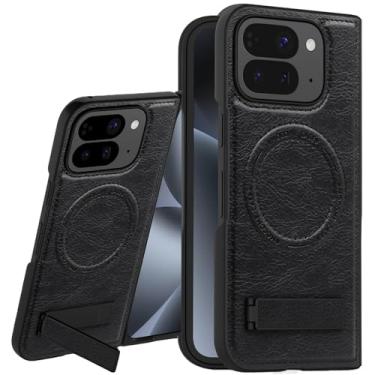 Imagem de Fofvccv Capa magnética dobrável para Google Pixel 10 Pro, couro sintético compatível com Magsafe, capa protetora fina à prova de choque para Pixel 10 Pro Fold JD preta