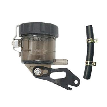 Imagem de LE LEFOSSI Tanque de bomba de freio de cilindro mestre de freio universal cinza para motocicleta copo de óleo reservatório de garrafa de fluido com suporte compatível com Kawasaki ZX6R ZX 636 Ninja636