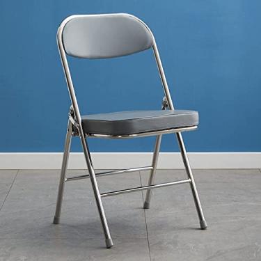 Imagem de NEWCES Cadeira dobrável estofada cadeira dobrável cinto de metal encosto confortável assento de jantar acolchoado para casa quarto comercial cadeira de evento de estudo forte e resistente (cor: E)