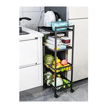 Imagem de Armários de armazenamento de cozinha, rack de armazenamento de fendas de cozinha, carrinho de várias camadas, rack de frutas e legumes, rack de armazenamento estreito para geladeira, prateleiras de cozinha