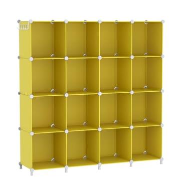 Imagem de AWTATOS Organizador de armazenamento de cubos, prateleiras de cubos de armazenamento, organizadores e armazenamento de 16 cubos, estante empilhável DIY, prateleira organizadora de roupas de plástico