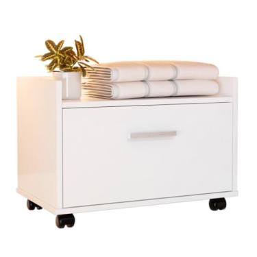 Imagem de Armário Gabinete Com Gaveta e Rodinhas Para Banheiro Compacto(Branco)