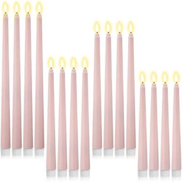 Imagem de Velas cônicas de LED sem chama Rossesay Dusty Pink 24 unidades