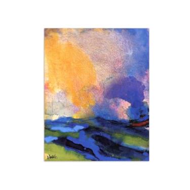 Imagem de Paisagem Abstrata Pôster Famosas Pinturas-Reprodução em Tela-Imagem Decoração Sala de Estar(Blue Green Sea) 60x80cm-23x31in Sem Moldura