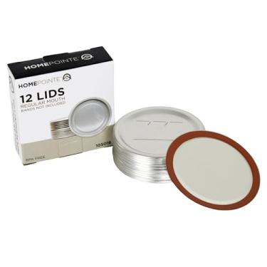Imagem de HomePointe Tampas de conservas, tampas de frasco de vidro de boca regular, serve para frascos de vidro de boca regular, preservação de alimentos para conservas e armazenamento (288 tampas [24 pacotes