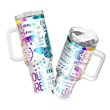 Imagem de Presentes de Dia das Mães para Mulheres, Copo Mama Bear com Alça e Canudo, Caneca de Café para Mamãe de 1,134 g com Tampa, Copo para Mamãe, Melhores Presentes para Mamãe, Avó, Filha e Amigas