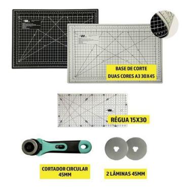Imagem de Base Corte 45x30 Preta Cinza Régua 15x30 Cortador 45 2lamina - Artmak,