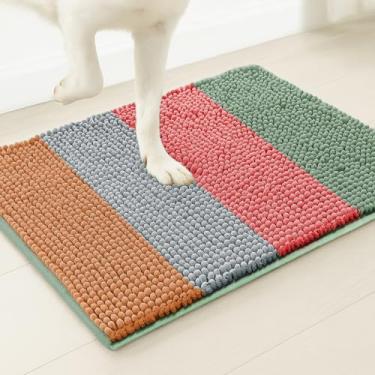 Imagem de Muddy Mat Tapete de porta de cachorro de chenille super absorvente para patas enlameadas – antiderrapante, lavável na máquina, tapete de entrada interno de secagem rápida para entrada – Listras