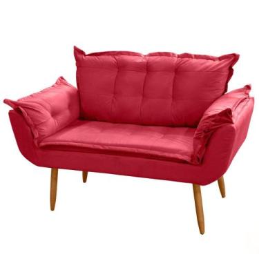 Imagem de Poltrona Decorativa Namoradeira Francis 02 Lugares Suede Vermelho - De