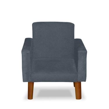 Imagem de Mini Poltrona Cadeira Infantil Nina de Criança Suede Azul Turquesa Pés