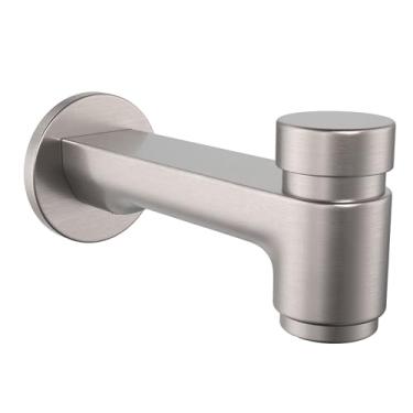 Imagem de Bico de banheira de latão sólido Hammerhead com desviador de mola, 17,3 cm de comprimento, 1/5.1 cm FNPT ou 3/10.2 cm MNPT bico de banheira rosqueado, torneira de banheira resistente, níquel escovado