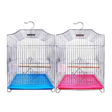 Imagem de Gaiola de pássaro multifuncional gaiola de aço inoxidável gaiola de pássaro com bandeja para papagaio pombo Mynah gaiola ninho de pássaro