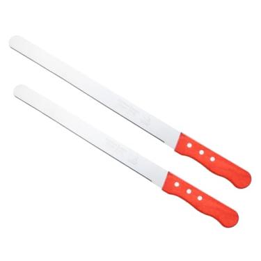 Imagem de PATIKIL Faca de espuma floral, 2 peças 42,5 x 3,1 cm, 48 x 3,1 cm, faca de corte profissional florista para bolo de bloco de espuma de flores, cabo de madeira