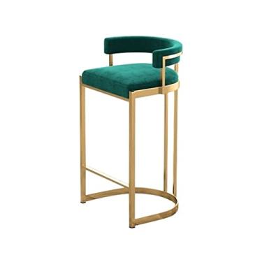 Imagem de Cadeira de bar 90 cm Banco alto nórdico luxuoso moderno simples cadeira de bar cafeteria bar cadeira ilha bancos de bar ajustáveis (cor: verde)