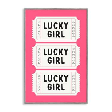 Imagem de Stupell Industries Lucky Girl Ticket Stubs arte giclée emoldurada cinza, design por Lettered and Lined, 76 x 50 cm