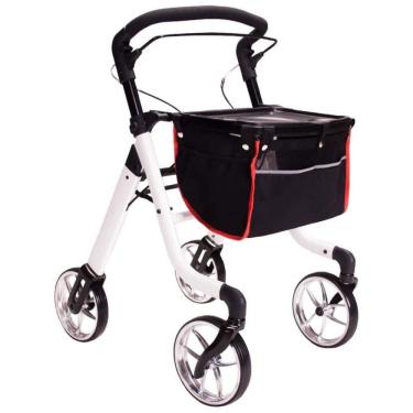 Imagem de Andador Adulto Idoso HEALTHLINE com Assento e Bolsa, Suporta até 136 Quilos, Branco