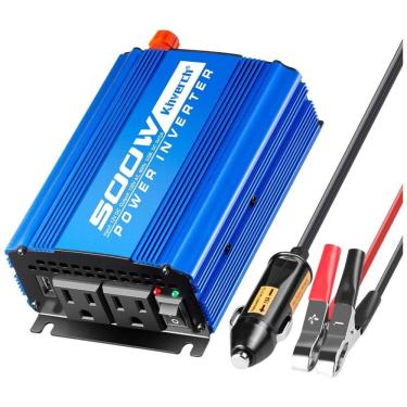 Imagem de Inversor de Potência 500W 12V Para AC 2 Tomadas, USB, 110v, KINVERCH, Azul Aço