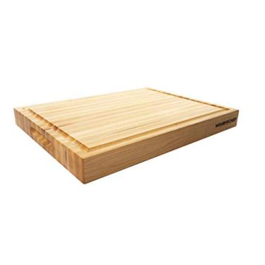 Imagem de Tábua de corte de madeira média da Canadian Maple - um bloco de açougueiro reversível que vem com sulco de suco para cortar carne e vegetais suculentos facilmente - tábua de cortar bordo - 41 x 30 x
