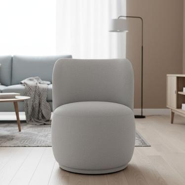 Imagem de Poltrona Decorativa Sala Estar Orgânica Bia Boucle Cinza Claro - Montanaris Decor