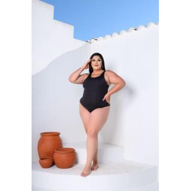Imagem de Body Plus Size Básico Regata Fluity com Fecho - luh may, Preto, G2