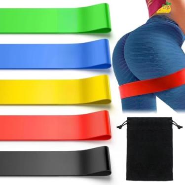 Imagem de kit 5 Faixas Elástica de Resistência para yoga Pilates Treino Academia Disponível