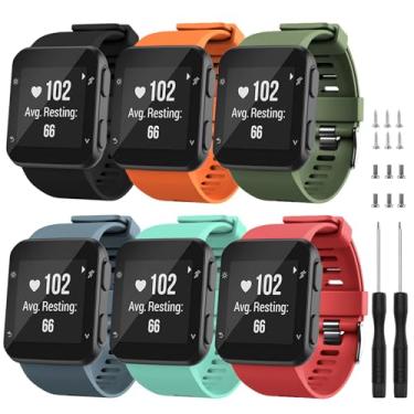 Imagem de TopPerfekt Pulseira compatível com Garmin Forerunner 35, pulseira de silicone macio de substituição para relógio inteligente Garmin Forerunner 35 (pacote com 6/3 (fivela preta))