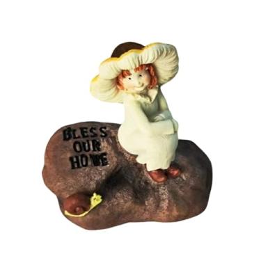 Imagem de Fenteer Coleção de ornamentos de estátua de de pedra para mesa, escultura de arte decorativa de resina, estatueta de anjo para prateleira, presente,