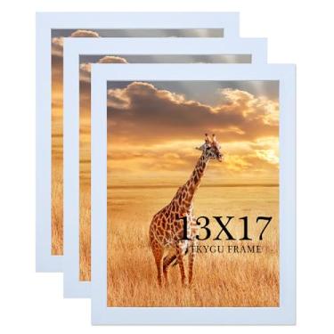 Imagem de TKYGU Conjunto de 3 porta-retratos de 33 x 43 cm, moldura de madeira branca para pôster, foto de 33 x 43 cm, com acrílico durável e resistente a quebras, moldura para galeria de parede de 33 x 43 cm