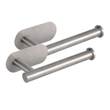 Imagem de Papeleira Banheiro, Suporte de Papel Higiênico em Aço Inoxidável 304 com Gancho Autoadesivo, Adequado para Superfícies Lisas(2 Unidades,Preto)