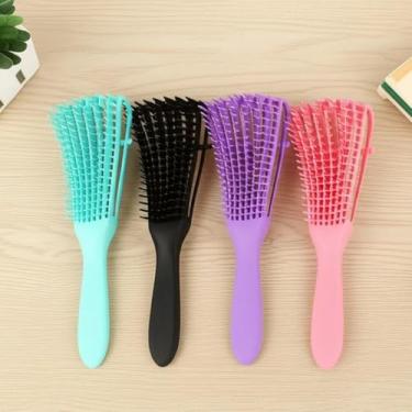 Imagem de Kit 4 Escovas Pente Polvo Modeladoras de Cabelo – Ideal para Cachos, Desembaraço Fácil e Definição Perfeita dos Fios