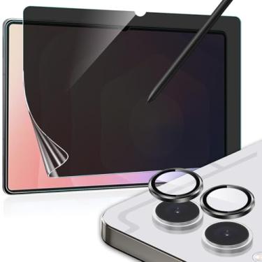 Imagem de Anbzsign [Pacote com 2 + 2] para Samsung Galaxy Tab S11 Ultra Privacy Protetor de Tela e Protetor de Lente de Câmera, Anti-Spy com Dureza 9H Flexível