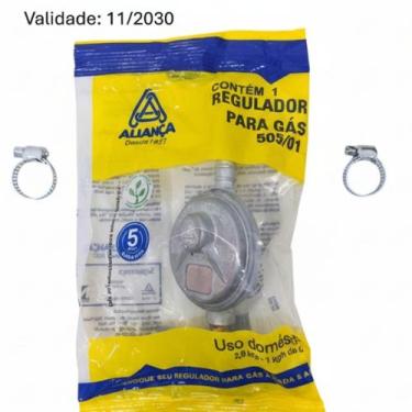 Imagem de Regulador Válvula Registro Gás De Cozinha 1kg 505/01 Aliança Com Abraç