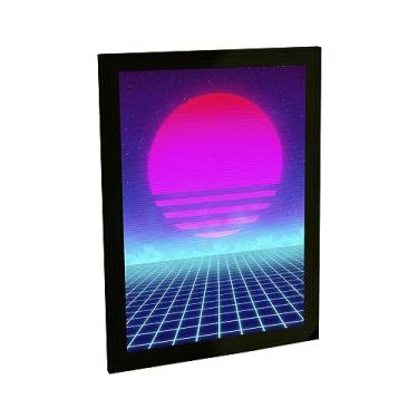 Imagem de Quadro Decorativo A2 Vaporwave Grid Sol Tumblr Retro Anos 80 Decoração Poster