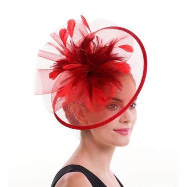 Imagem de Chapéu Fascinator SAFERIN Butterfly Kentucky Derby Vermelho