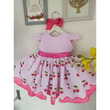 Imagem de Vestido Infantil Luxo Cerejinha com Faixa Pink para Festa - Fabuloso A