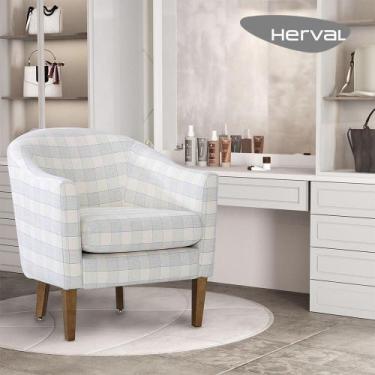 Imagem de Poltrona Decorativa Quarto Herval Liz, Linho Xadrez