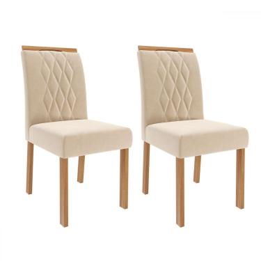 Imagem de Cadeiras Kit 2 Cadeiras Juliana Wood Suede Madeira/Nude - Cimol
