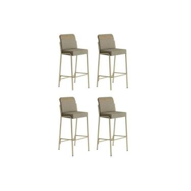 Imagem de Banqueta Sala De Jantar Duo 1753 Kit 4 Un Dourado-linho Bamboo-ano Bamboo - Carraro