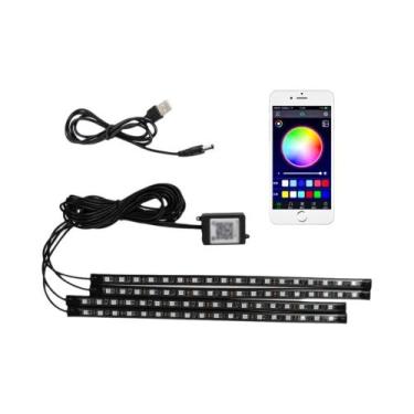 Imagem de Neon RGB LED Interior Do Carro Luz Ambiente Para Pés USB Controle Remo