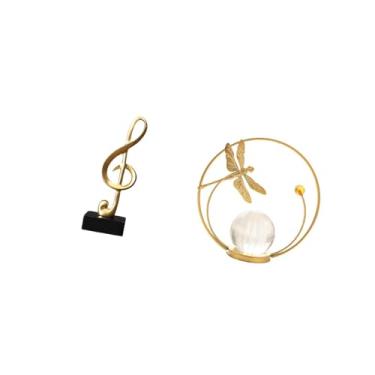 Imagem de Fenteer Escultura de Bola de Cristal com Nota Musical de Resina, Estatueta Musical Criativa, Enfeite de Metal, Peça Central de Mesa, Suporte para Mesa, Lareir