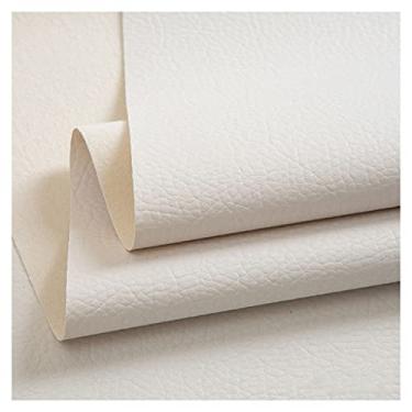 Imagem de RFSHIPS Tecido sintético macio PU material folhas de couro sintético 1 jarda 139.7 cm x 100.1 cm, 0,7 mm de espessura para estofamento, artesanato DIY, padrão de seixos nu (branco, 1,4 x 2 m)