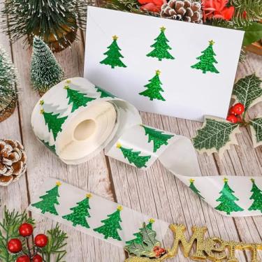 Imagem de 500 adesivos/rolo de árvore de Natal à prova d'água à prova d'água adesivo de decoração de Natal