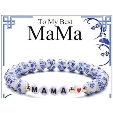 Imagem de Pulseira de presente para mãe, mãe, Natal, meias para mulheres, aniversário, dia das mães, presentes da filha, filho, chinoiserie empilhável, disco de vinil, contas de argila, pulseiras elásticas com