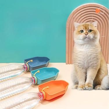 Imagem de 1 garrafa de água 2 em 1 para animais de estimação e bandeja de lanche - copo portátil ao ar livre para cães/gatos com gancho à prova de vazamento, kit de alimentação e bebida de viagem, verde