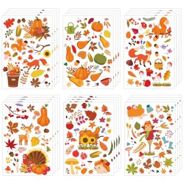 Imagem de 24 folhas/788 peças de adesivos de outono e outono, adesivos de Dia de Ação de Graças Adesivos de decalque de abóbora Hello Autumn Adesivos de folhas de outono adesivos de janela para envelopes